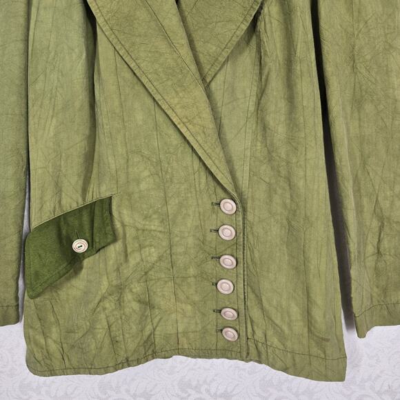 Vtg Platinum by Dorothy Schoelen Jacket Blazer sz S Green Artsy Lagenlook READ - Picture 3 of 16